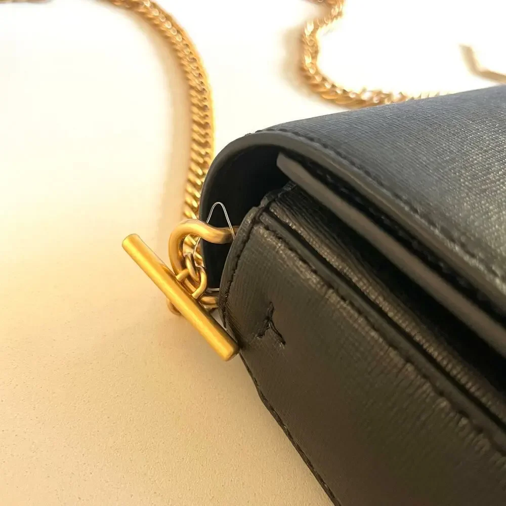TORY BURCH NWT Robinson Convertible Shoulder Crossbody Bag, Black Leather